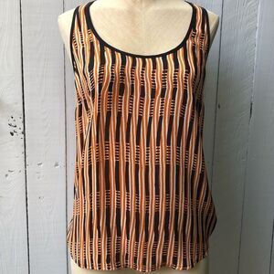 A.L.C. Racer Back Silk Tank Top Dark Blue Orange White